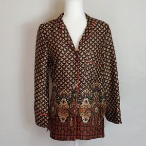 Zara Piped Art Printed Silken Top Size Small